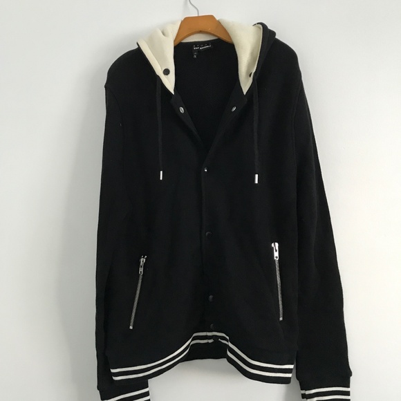 The Kooples SPORT Black Jacket Snap Button Zip Hood Mens XL - Picture 1 of 12